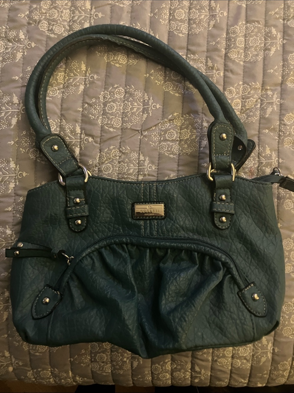 Rosetti Green Shoulder Bag with Gold Hardware